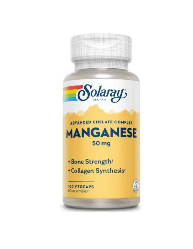 Solaray Manganeso 50mg, 100 Cápsulas: Salud Ósea y Metabólica