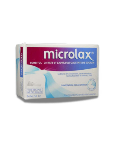 Microlax Laxante 12 monodosis. Laxante rectal rápido