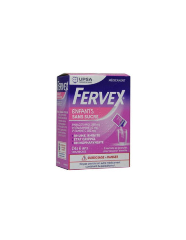 Fervex infantil sin azúcar 8 sobres resfriado niños