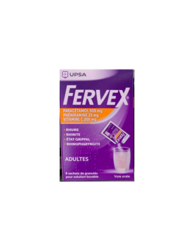 Fervex adultos 8 sobres alivio resfriado gripe