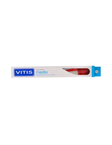 Vitis Compact Medio + Blanqueadora 15ml: Cepillo Dental Compacto con Pasta Blanqueadora de Viaje